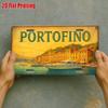 Portofino Italien Küstenhafen Retro Rustikal Kennzeichenstil D Flaches Aluminiumblechschild für Italien Reise Souvenir Auto W