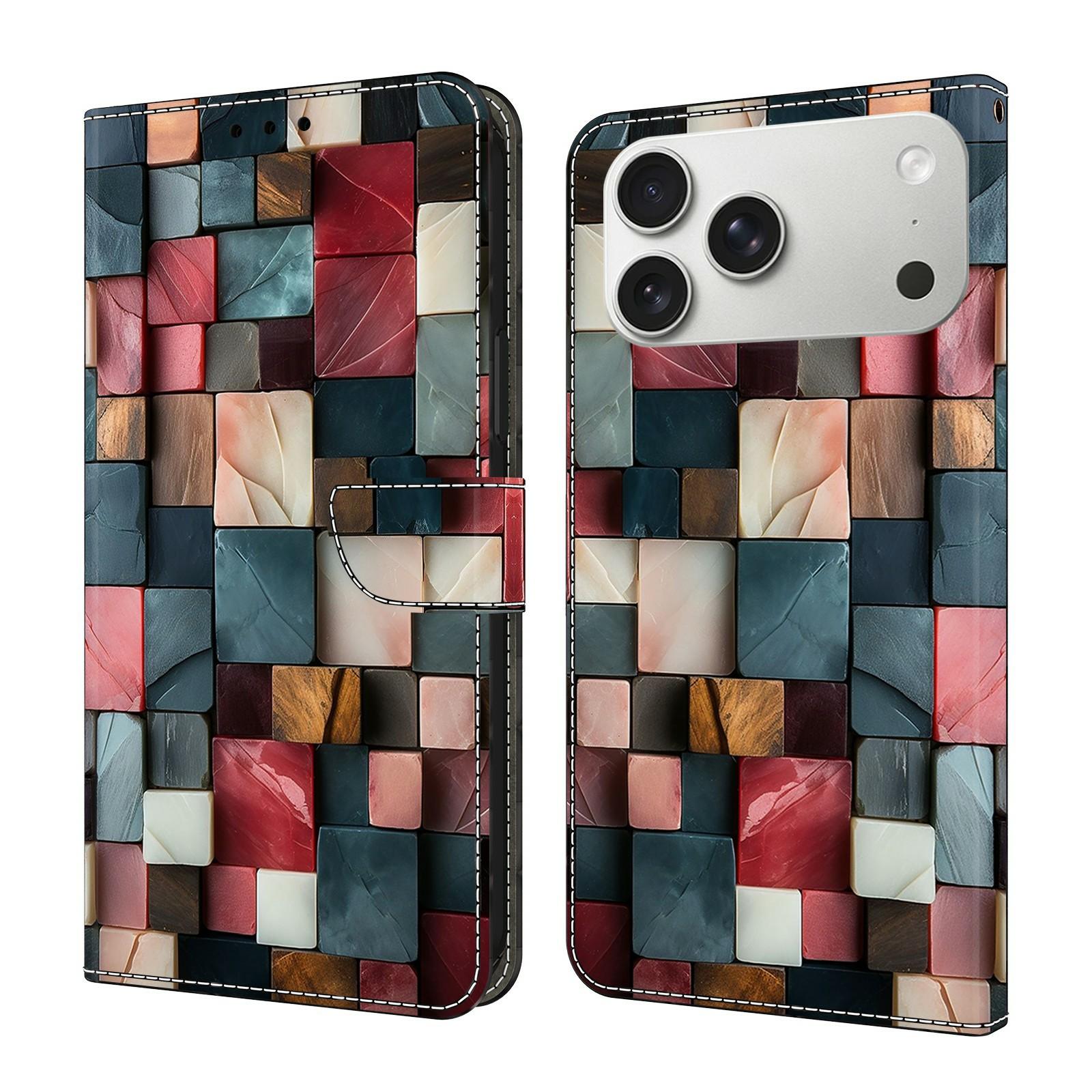 For iPhone 17 Pro Max Wallet Case Foldable Stand Pattern Printing Leather Flip Phone Cover