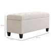 Panca con Spazio Contenitore, Panca Imbottita con Aspetto Lino, Pouf Contenitore con Gambe in Legno