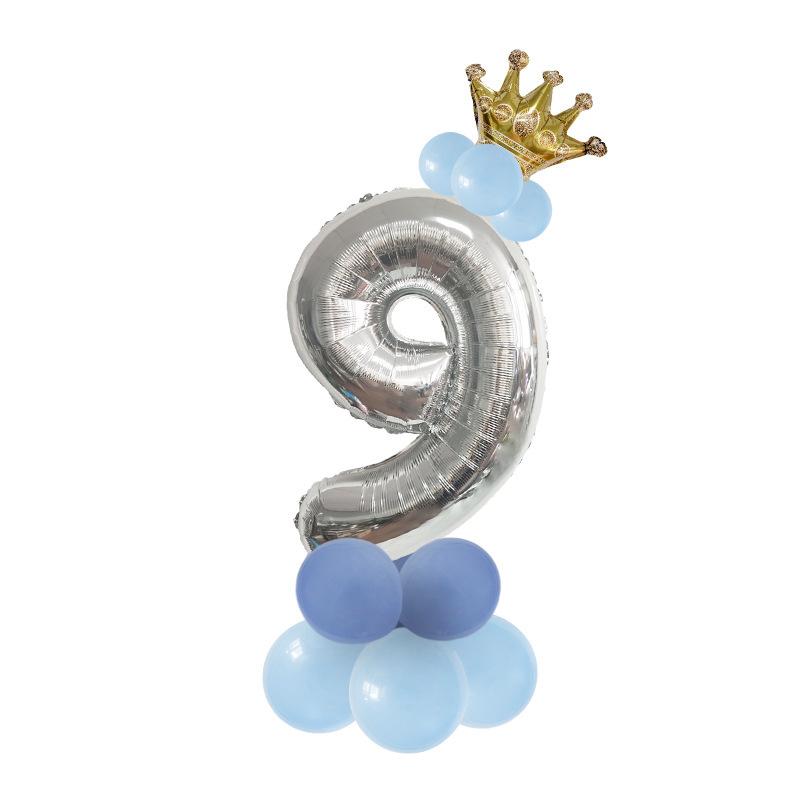 Digital Aluminum Film Balloon Set Balloon Bundle Balloon Column Baby Birthday Party Decoration Arrangement