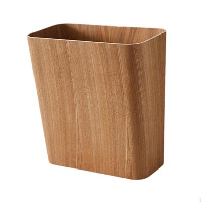 Narrow Garbage Can Wooden Trash Portable Rubbish Basket, Rustic Bin, Wood Open