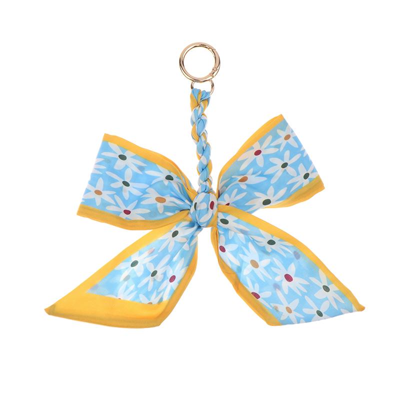 Porte-clés nœud papillon ruban élégant coréen écharpe en soie douce porte-clés porte-clés de voiture breloques de sac pour femmes accessoires de clés pour cadeaux de fille