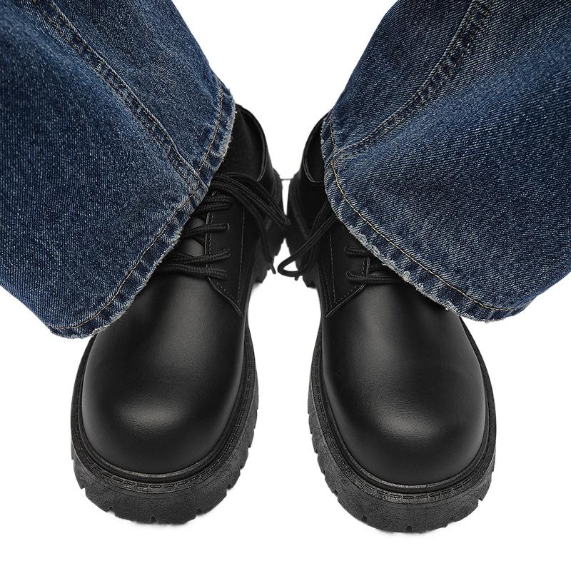 

Мужские туфли дерби с широким носком 2025 года, британские ретро оксфорды на массивной платформе, модная повседневная/официальная обувь для широкой стопы и уличной моды 46 чёрный