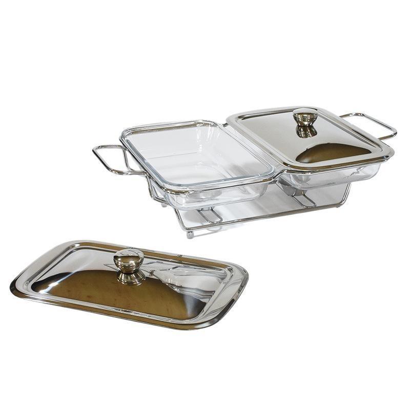 Household Rectangular Hot Pot Stove Restaurant Glass Buffet Stove Single Two Three Grid Food Heating Containers