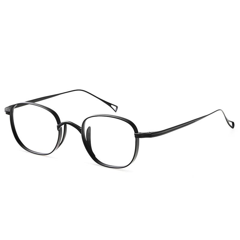 

Оправа очков из чистого титана для мужчин, ретро-круглая оправа, маленькое лицо, можно оснастить очками с высокой близорукостью, оправа для женщин чёрный