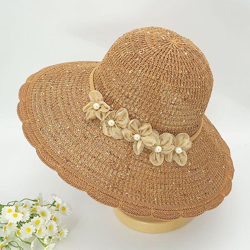 Neuer einfacher faltbarer Reiseurlaub Sonnenschutz Strand Fischerhut Strohhut Damen Sommer Sonnenschutzhut