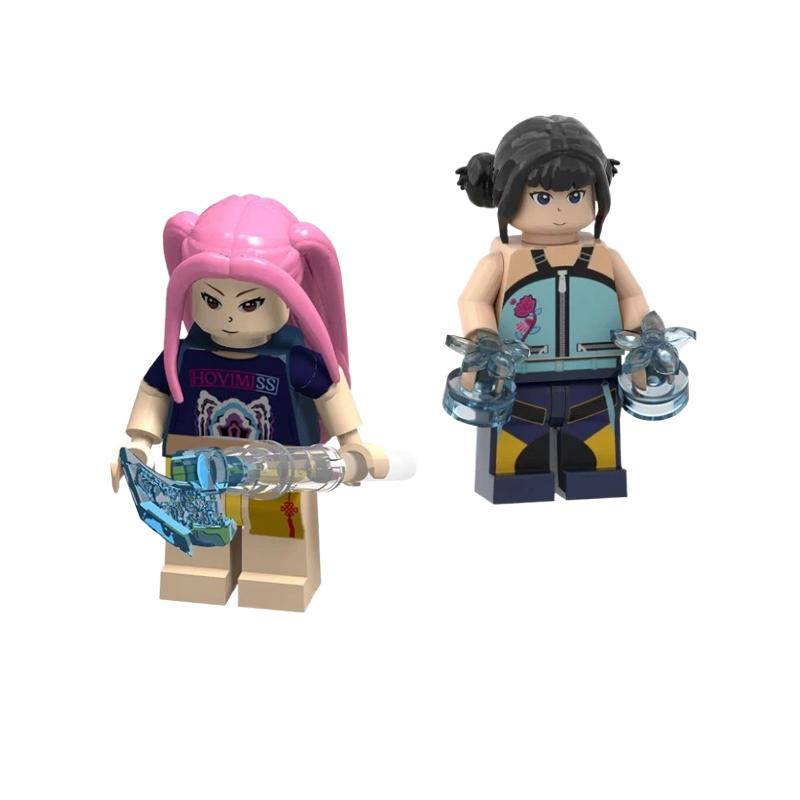 KPOP Dämonenjäger Cartoon Puppe Bausteine Kawaii Mini Actionfigur Kopf Montage Spielzeug Lernspielzeug für Kinder Geschenk