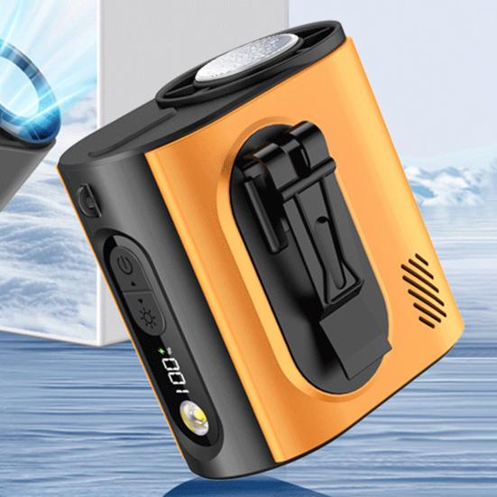 Portable Clip-on Fan with LED Fan Adjustable Wind Light Wearable Waist Speed Semi-Cooling Fan for Outdoor
