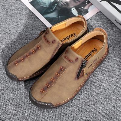 Zapatos de cuero informales para hombre, calzado de conducción para coche de talla grande, transpirables, hechos a mano, para primavera y otoño
