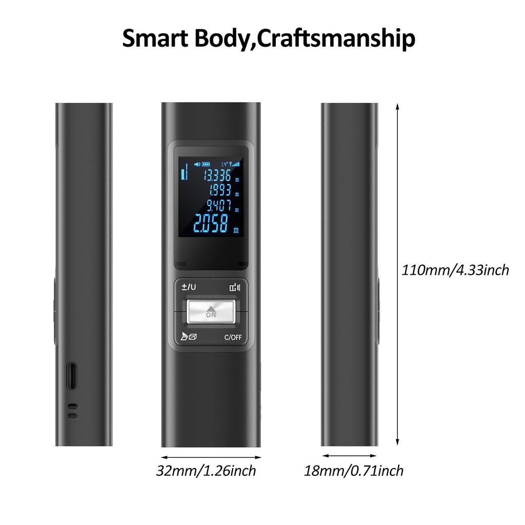 40M/60M/80M Smart Laser Rangefinder Digital Mini Distance Measuring Meter Portable USB Charging Electronic Space Measurement Dev