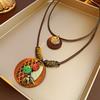 Ethnic Style Retro Wooden Sweater Chain Bohemian Holiday Style Multi-layer Wear Long Necklace Women's Accessories Jewelry