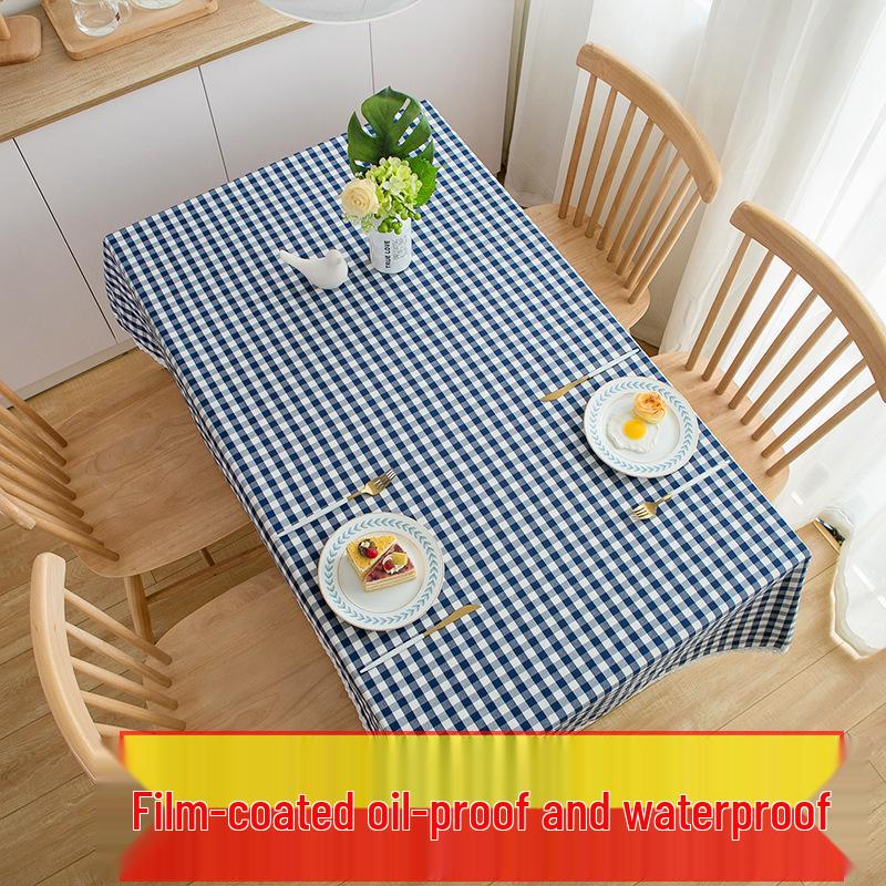 Ins Style Waterproof Wash-Free Plaid Tablecloth for Coffee and Dining Tables