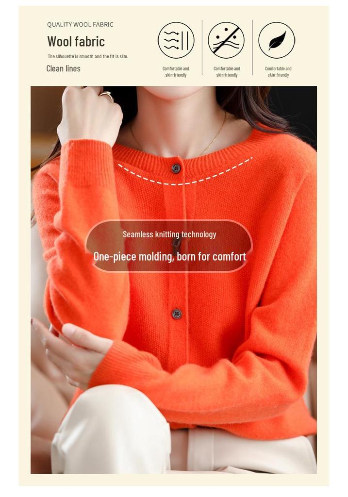Women's Plus Size Wool Cashmere Cardigan - Cozy Autumn/Winter Knitwear Sweater