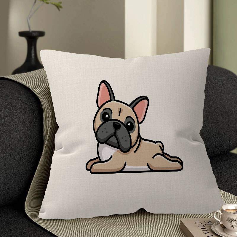 

French Bulldogs Print Cushion Cover Car Throw Pillow Case For Sofa Car Christmas Gift 40x40cm 45x45cm 12x12Inch