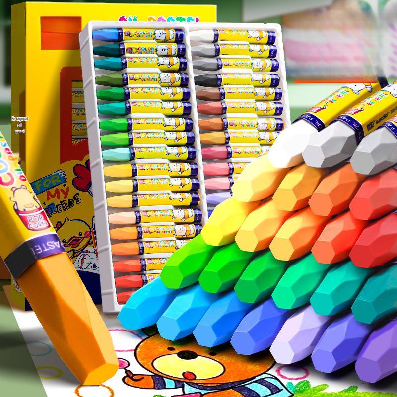 Моющиеся водорастворимые масляные мелки для детей - Не пачкающие мелки, Идеально для детского сада и первого класса, Доступны в 12, 24 или 36 цветах. Washable Box Set, 12 Colors