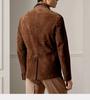 Stylish Casual Formal Party Brown Pure Suede Leather Blazer Men Coat Handmade
