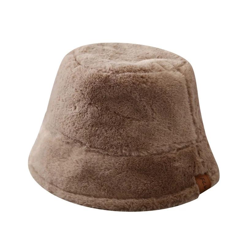 Hat Women Autumn and Winter Sweet and Cute Bucket Hcap Fashion Leopard Hat Plush Fisherman Hat Warm Thick Basin Hats