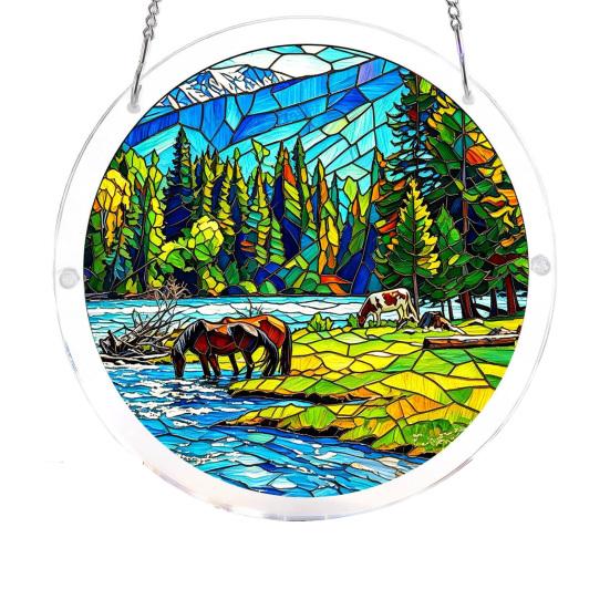 Acrylic Puzzle Suncatcher, Stained Glass Window Hanging Ornaments, DIY Jigsaw Puzzle Sun Catcher Kit for Home, Garden Decor, Gift for Women,