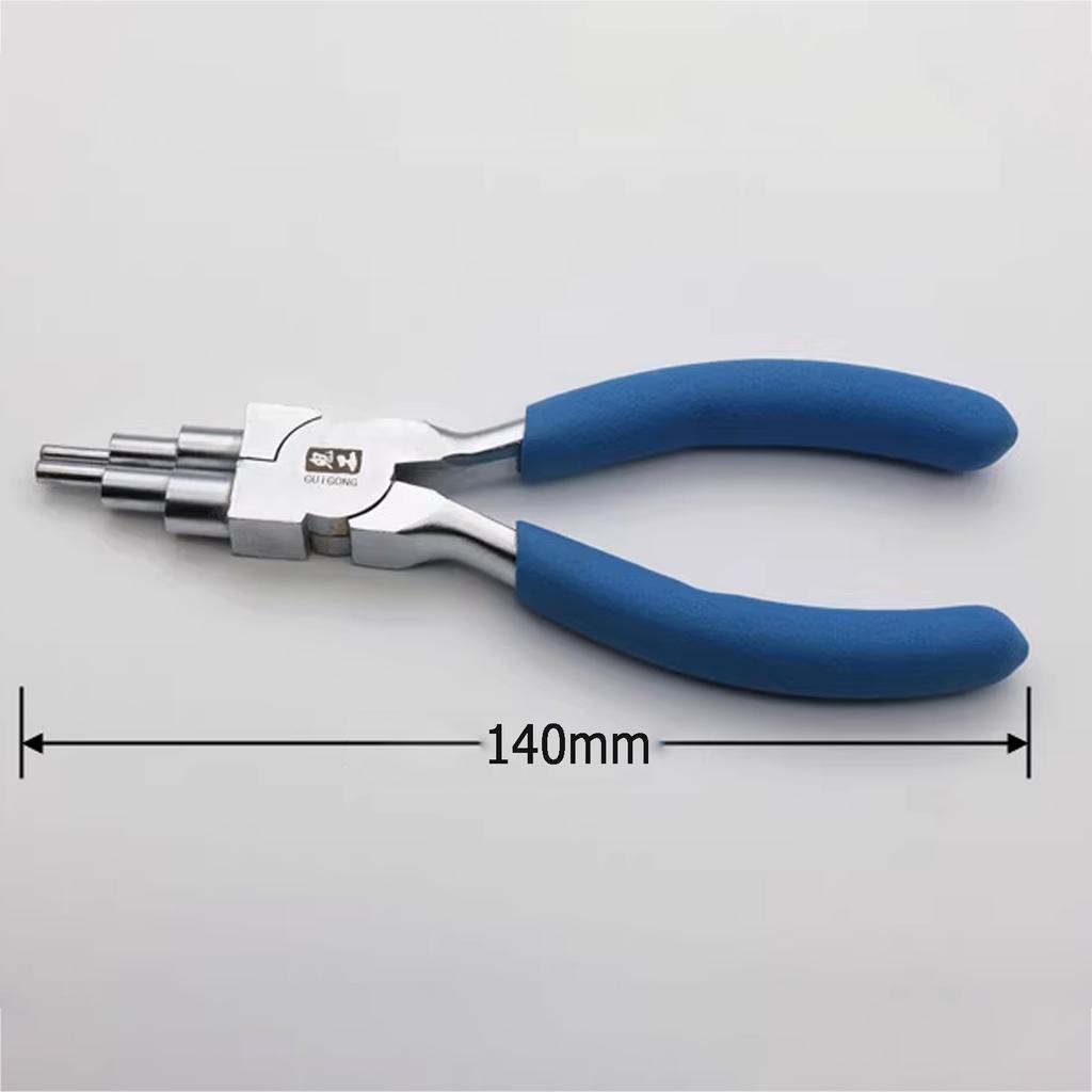 6-in-1 Round Nose Jewelry Plier, DIY Gold Wire Looping Forming Pliers with Non-Slip Handle for 2.5-9mm Loops and Jump Rings
