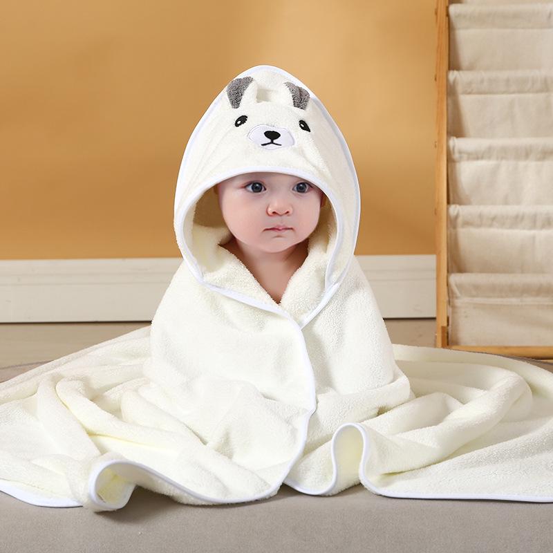 Cross-border Baby Coral Fleece Bath Towel: Hooded Baby Bathrobe & Homewear Swaddle Blanket