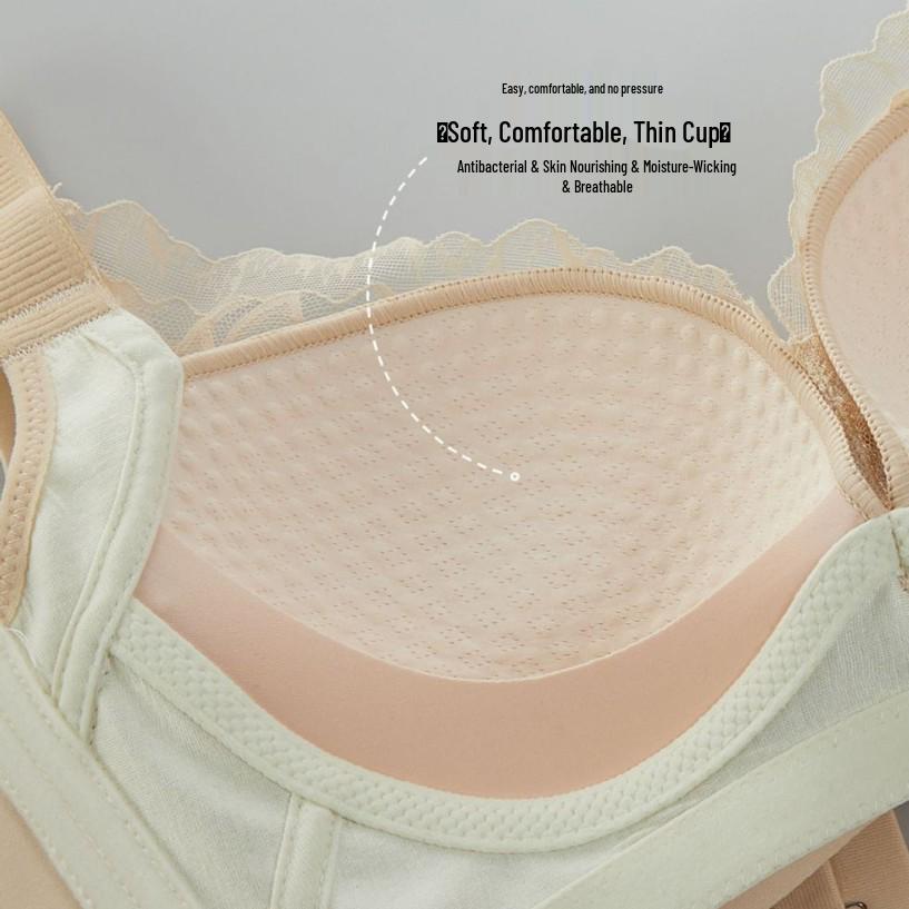 Women's Push-Up & Support Bra: Reduces Bust Appearance, Side Control, Adjustable Fit, Lace Floral Design, Comfortable Wide Straps