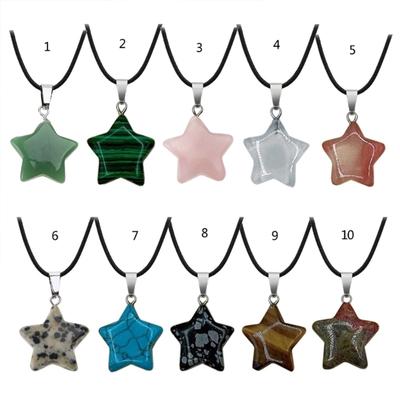 Natural Stone Five-Pointed Star Pendant Necklace Sweet Cool Wind Clavicle Chain Female Summer Adjustable Clavicle Chain