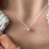 Elegante Collana con Perle d'Argento e Zaffiri - Catena per Clavicola Anti-Sbiadimento, Versatile per Donna