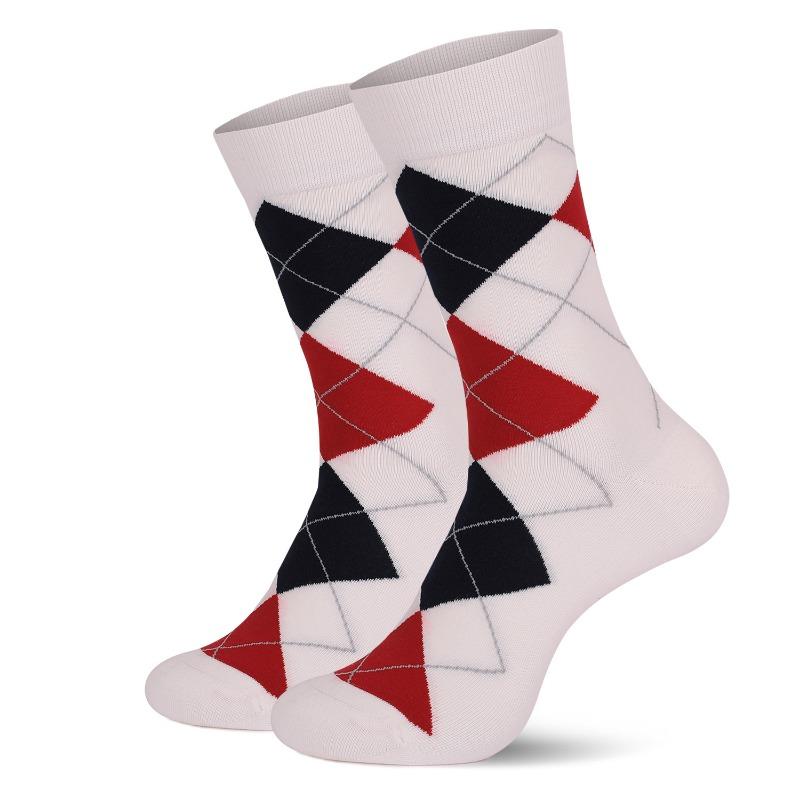 Men's Spring and Autumn New Thick Business Diamond Grid Commuting Office Socks