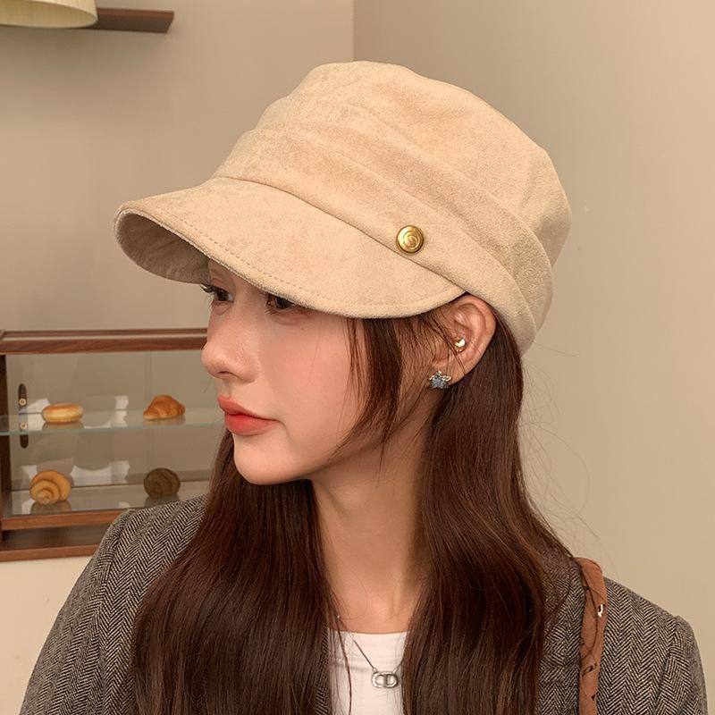 Retro Versatile Woolen Beret Showing Face Ducktongue Octagonal Hat Children'S Warm Windproof Newsboy Hat