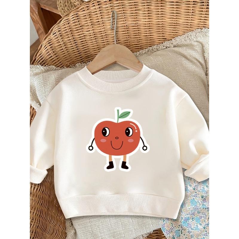 Kids Sweatshirt Cute Print Pattern Easy Spring Lightweight Round Neck Sweatshirt Suitable for Daily Casual Wear 110