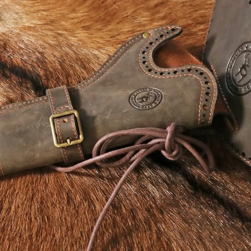 TOURBON Pistol Holster, Genuine Leather, with Bullet Belt, Revolver Gun Holster, Revolver Gun Belt