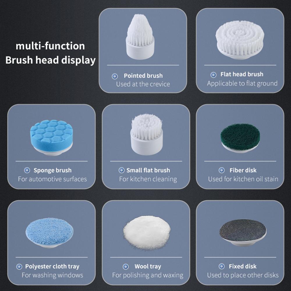 Kabelloser elektrischer Schleuderschrubber, 2-Gang-Power-Reinigungsbürstenschrubber mit 7 austauschbaren Bürsten