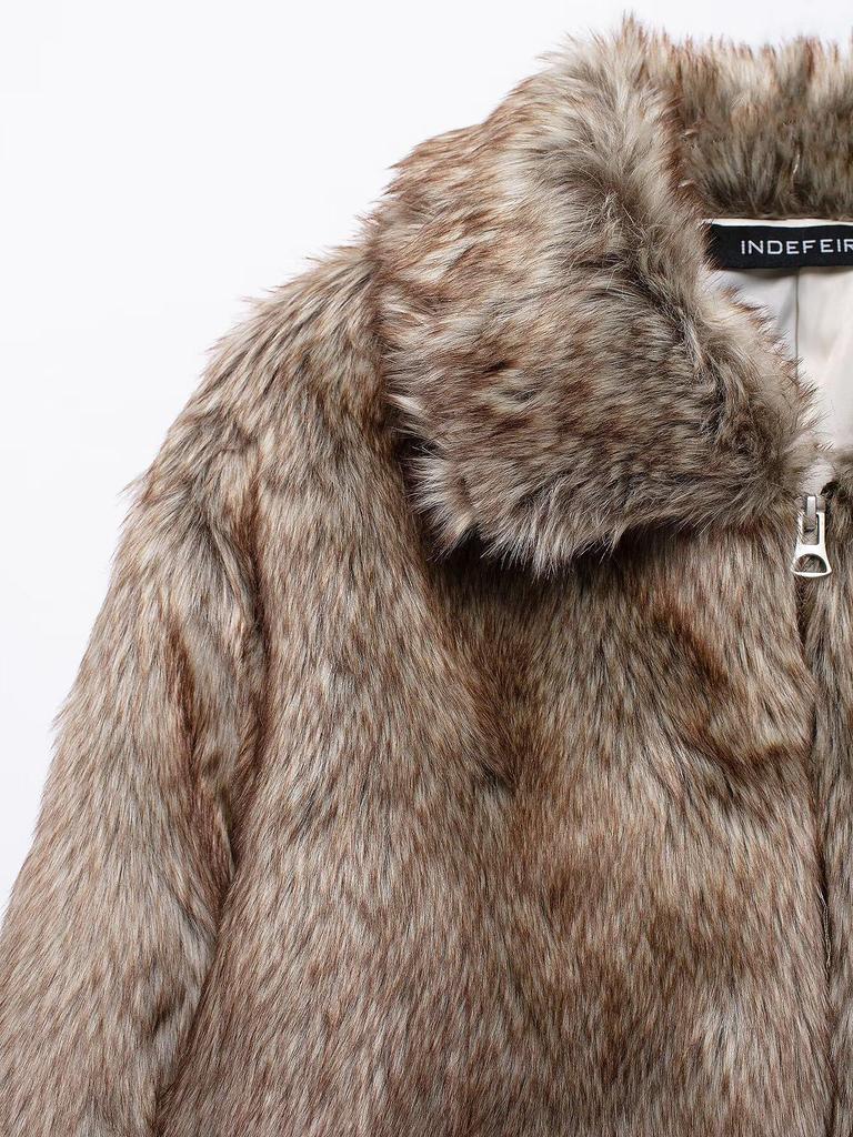 2024 Autumn Women's Vintage Faux Fur Coat In European & American Fashion