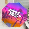 Game Grand Theft Auto Print Automatic Umbrella, 8 Rib Iron Frame, Plastic Handle, Suitable for Outdoor Travel &Daily , Ideal Gift