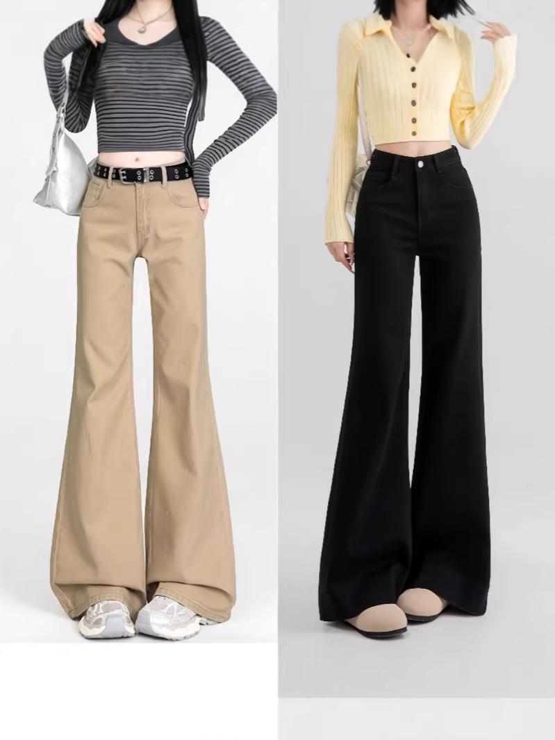 Plus Size Women s High Waist Micro-Flare Khaki Jeans L