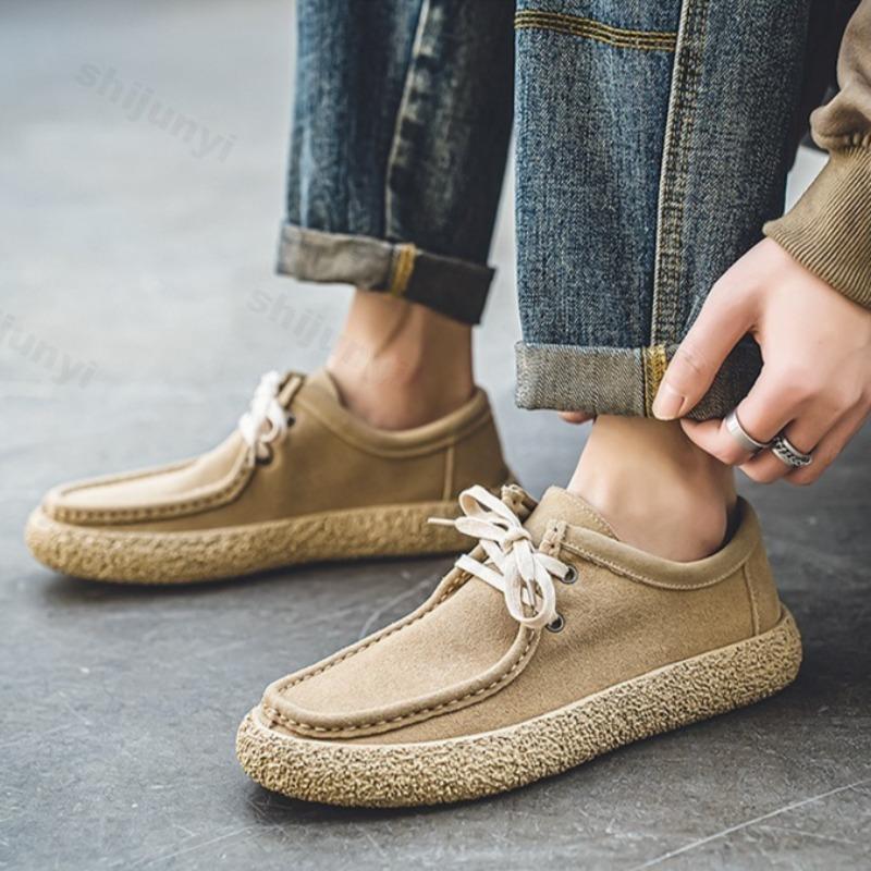 Fashion 2025 New Summer British Style Low Top Suede Men's Shoes Work Driving Casual Fashion Trend Comfortable Lightweight Daily Sneakers