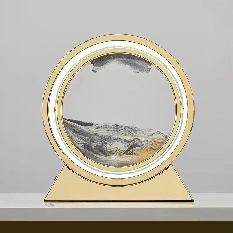 Sandscape Kinetic Sand Art Picture Quicksand Table Lamp Dynamic Liquid Hourglass Moving Sand Painting Flowing Sand Home Decor