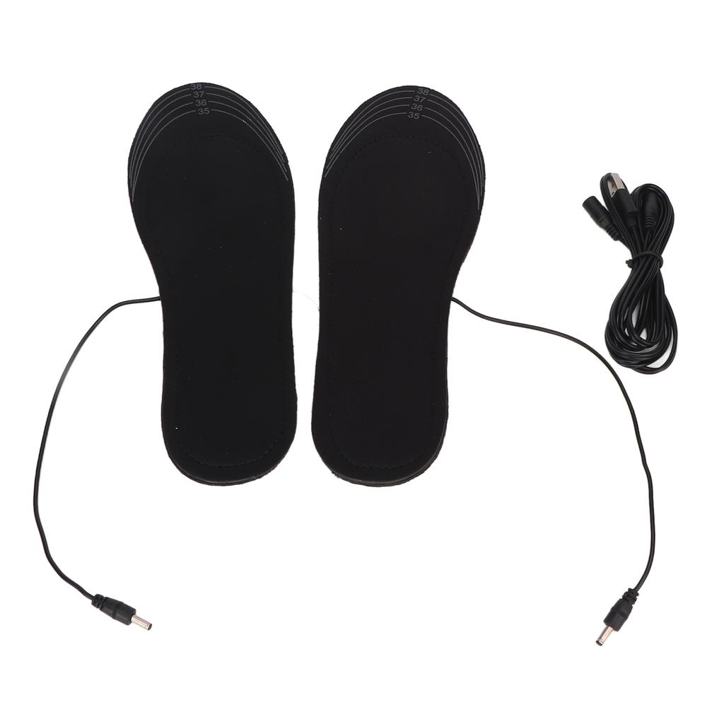 1 Pair USB Heated Insoles Breathable Sweat Absorbent Comfortable Electric Heated Foot Warmer Insole for Women Size 35?41
