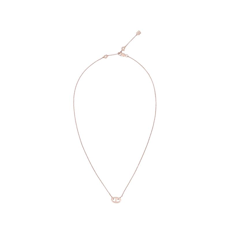APM Monaco Pig Nose Ring Buckle Synthetic Cubic Zirconia Necklace Women's Rose Gold PC7548OX