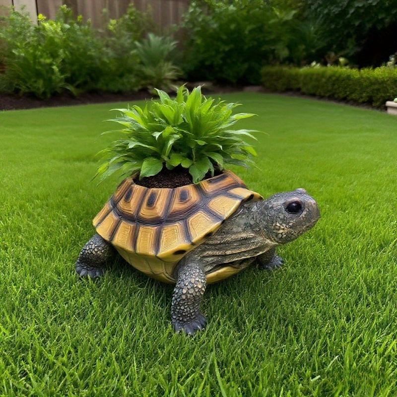 

Реалистичный кашпо-черепаха для суккулентов с дренажным отверстием. Прочная смола, винтажный дизайн. Идеальный подарок для любителей растений! зелёный