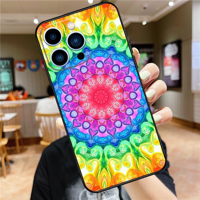 Trippy Tie Dye Floral Mandala Case For iPhone 16 15 11 12 13 14 Pro Max XS XR X 7 8 Plus 12 13 Mini Soft Cover