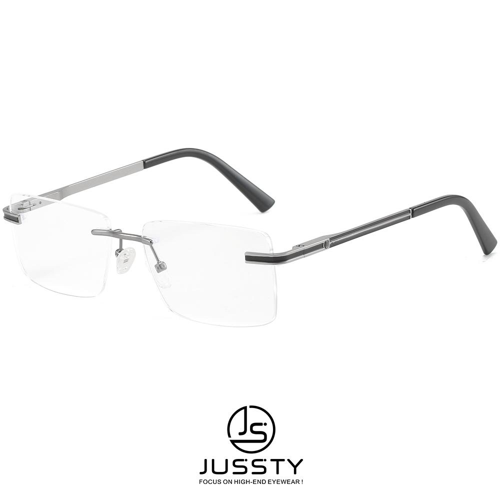 

JUSSTY Rectangle Alloy Glasses Rimless for Men Multifocal Myopia Hyperopia Eyewear Lens Progressive Prescription Eyeglasses Male Single Version&1.56&None