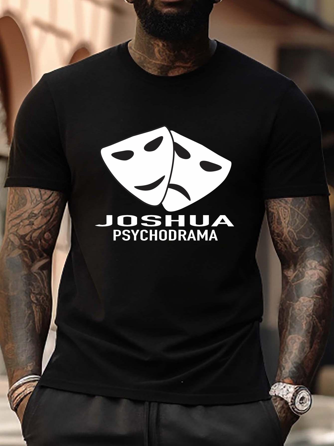 

[Durable] Plus Size Joshua Graphic T-shirt - Black Casual Crew Neck Tee with Durable Print XXL