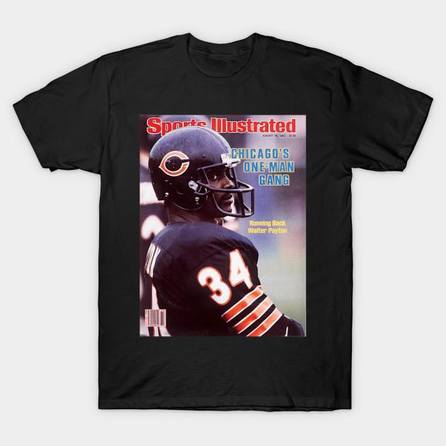 

Men Black Print T-shirt Walter Payton Sports Illustrated No-Cut Transfer Paper Print Cotton Tshirt M чорний