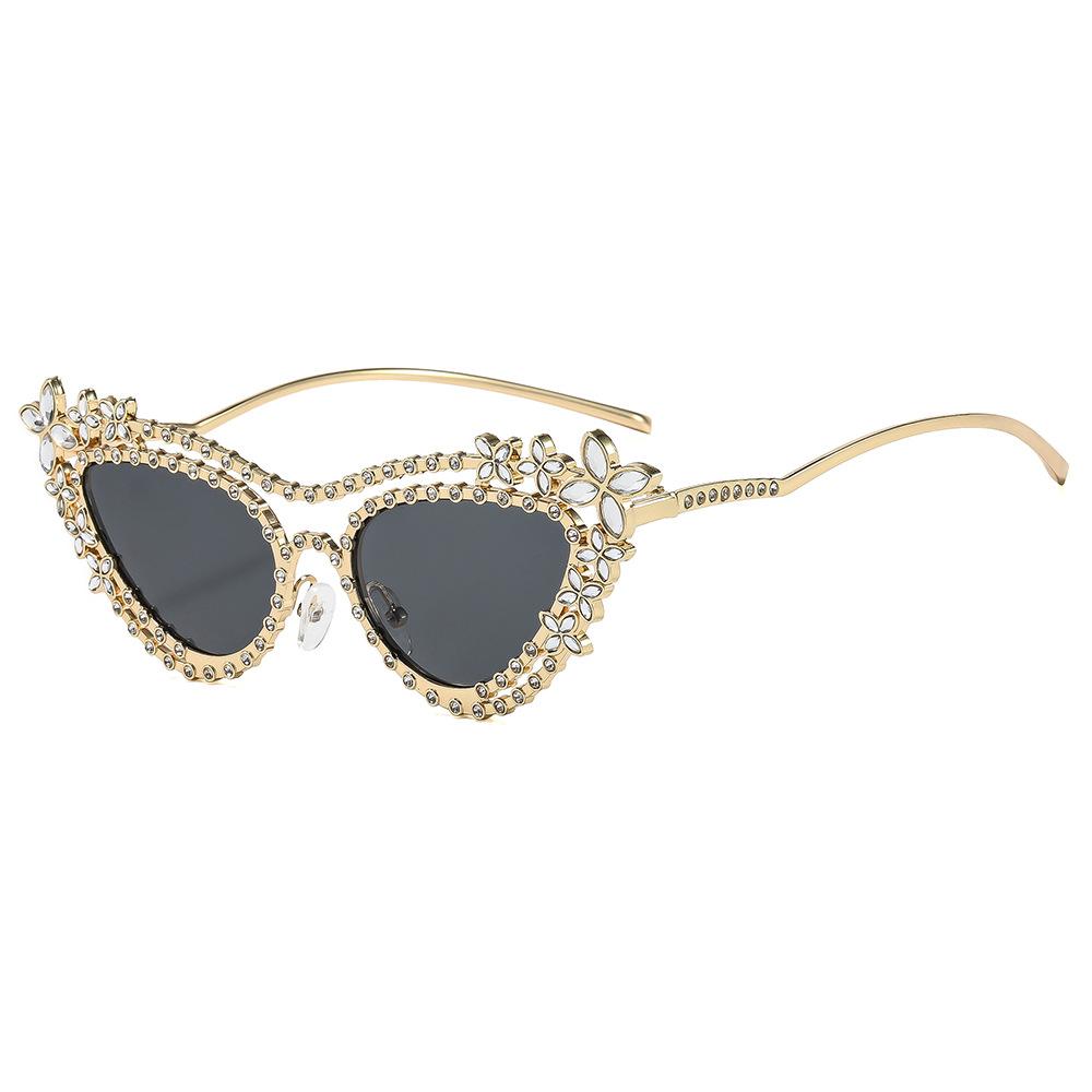 European And American Fashion New Cat'S Eye Diamond-Encrusted Luxury Sunglasses High-End Large-Frame Butterfly Street Sunglasses Trendy Brand Glasses