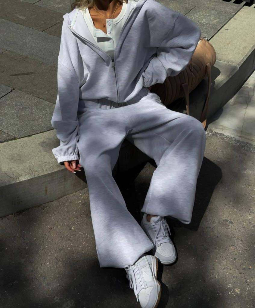 Amazon Casual Suit Women's European and American Street Style Long-sleeved Hooded Cardigan Elastic Trousers Two-piece Set