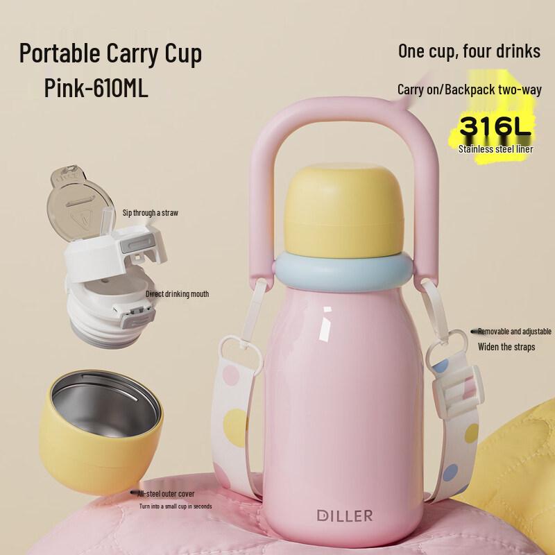 Diller 610ml Pink Insulated Commuter Mug
