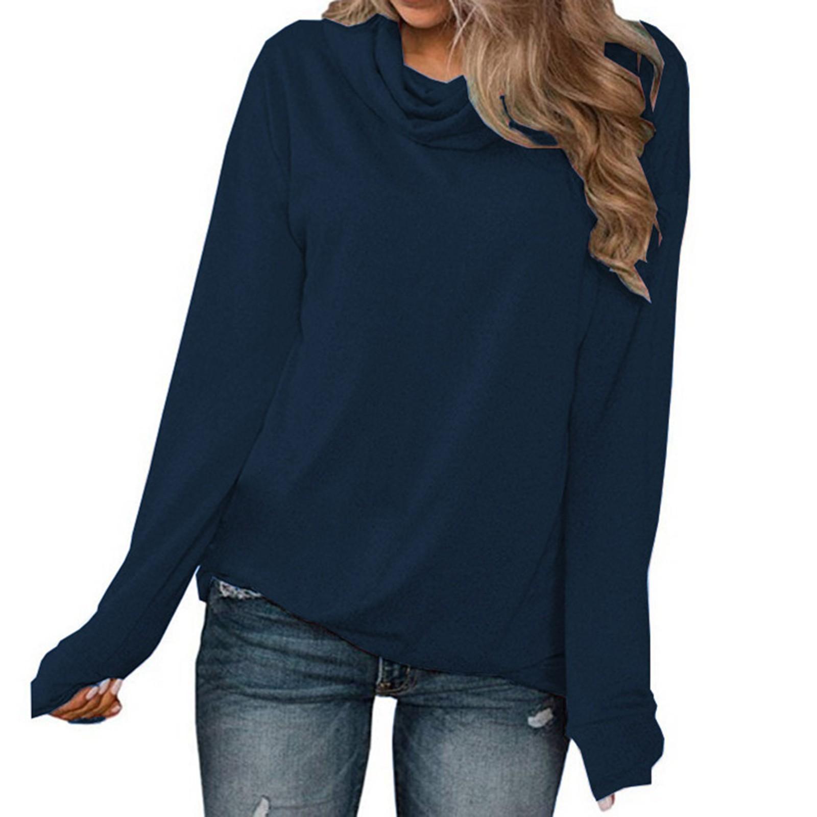 

Женская мода пуловер с длинным рукавом сплошной цвет футболка с длинными рукавами Топ XXXL