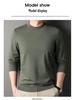 Romon Men's Wool Blend Crew Neck Sweater - Pure Color Long Sleeve Knitwear for Spring & Autumn