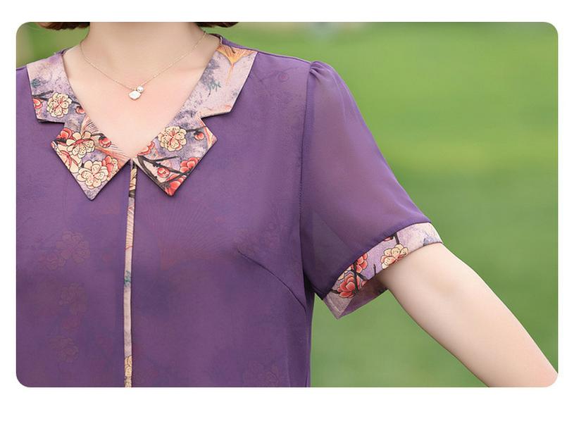 Rochie nouă de vară din șifon pentru femei de vârstă mijlocie 2025: Fustă elegantă midi cu mâneci scurte